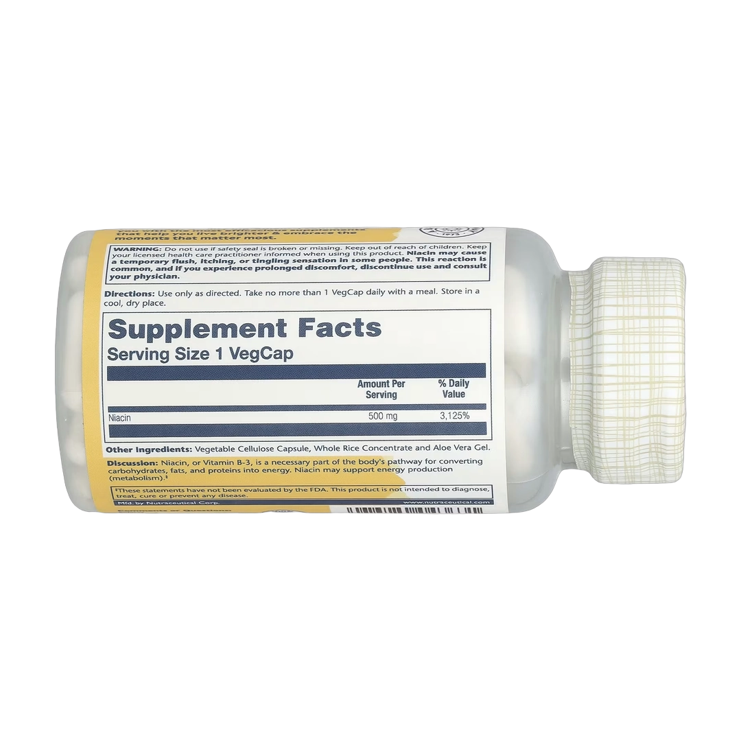 Solaray, Niacin, 500 mg, 100 VegCaps