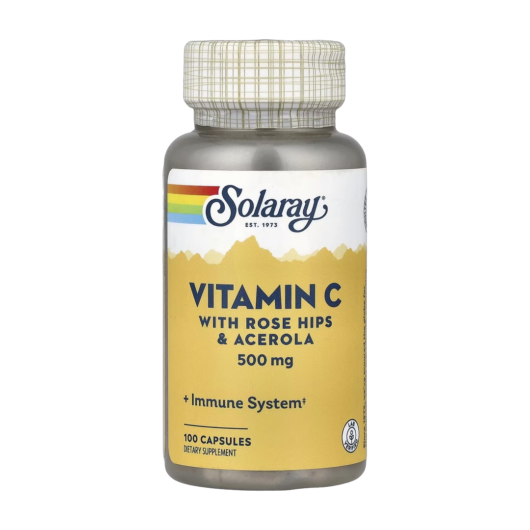 Solaray, Vitamin C with Rose Hips & Acerola, 500 mg, 100 Capsules
