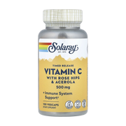 Solaray, Timed Release, Vitamin C With Rose Hips & Acerola, 500 mg, 100 VegCaps front packaging view