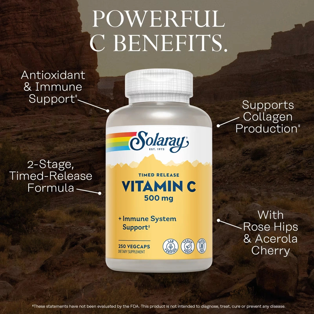 Solaray, Timed Release Vitamin C, 250 VegCaps