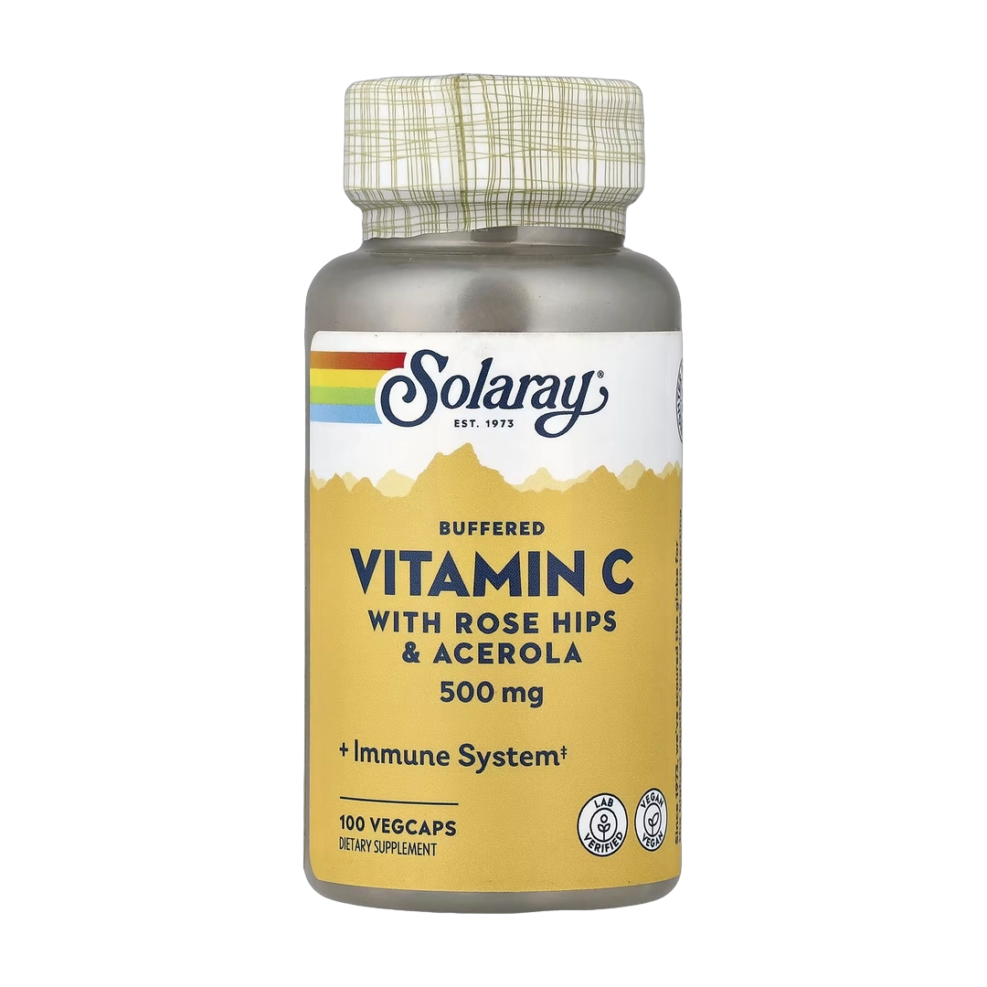Solaray, Buffered Vitamin C With Rose Hips & Acerola, 100 VegCaps