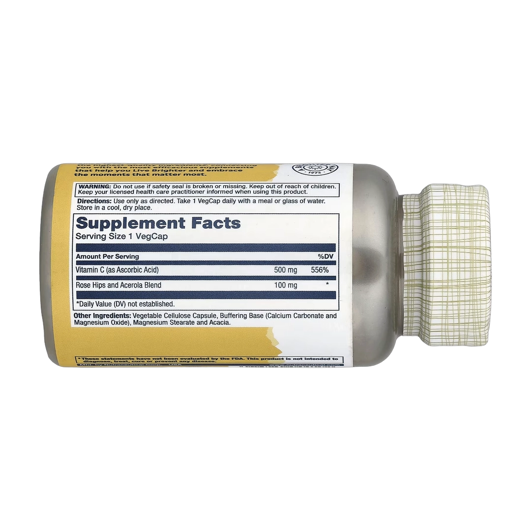 Solaray, Buffered Vitamin C With Rose Hips & Acerola, 100 VegCaps