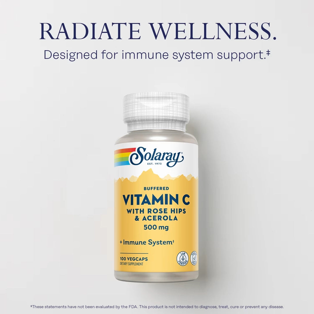 Solaray, Buffered Vitamin C With Rose Hips & Acerola, 100 VegCaps