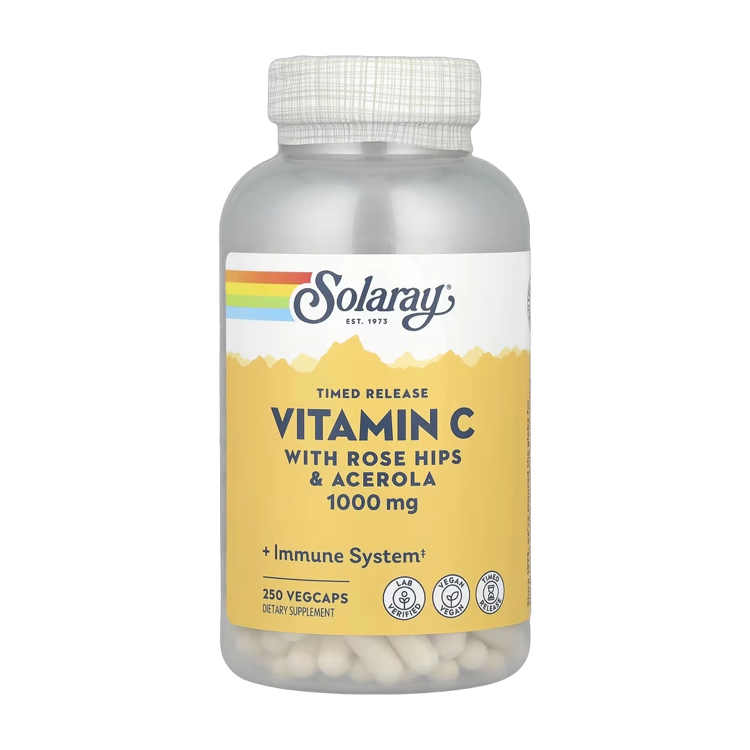 Solaray, Timed Release Vitamin C with Rose Hips & Acerola, 1,000 mg, 250 VegCaps