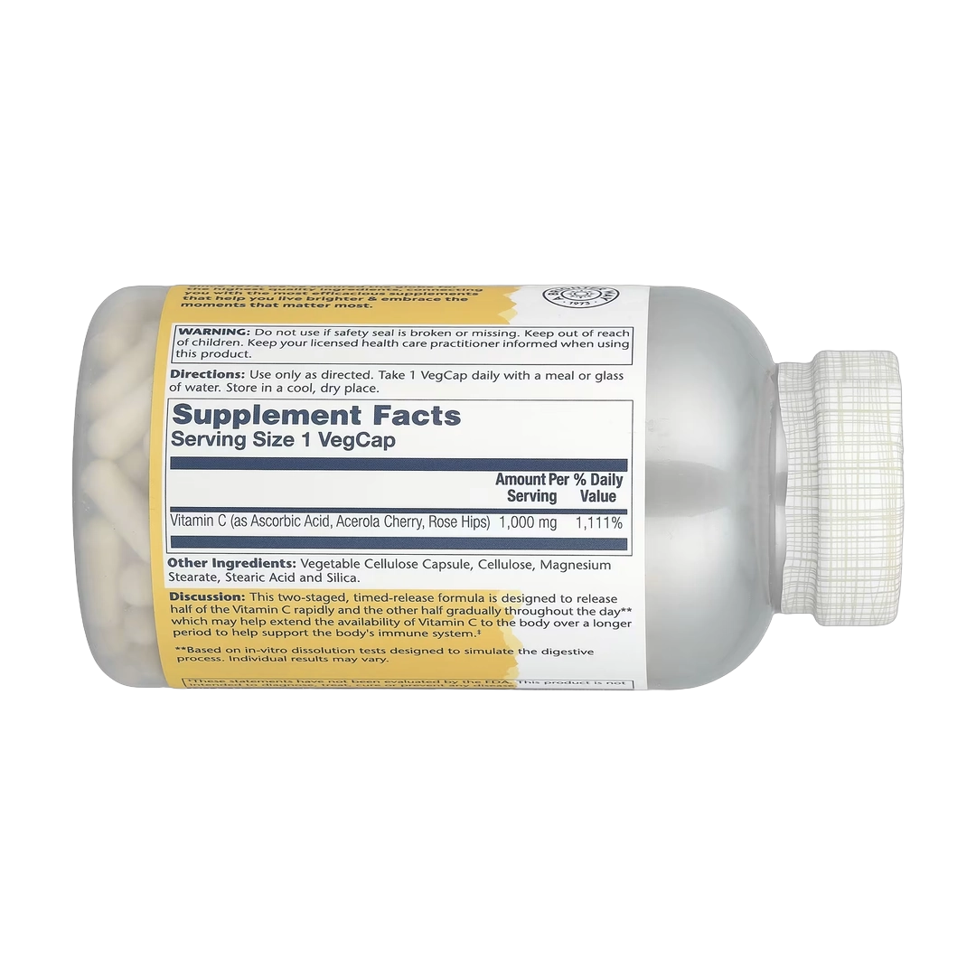 Solaray, Timed Release Vitamin C with Rose Hips & Acerola, 1,000 mg, 250 VegCaps