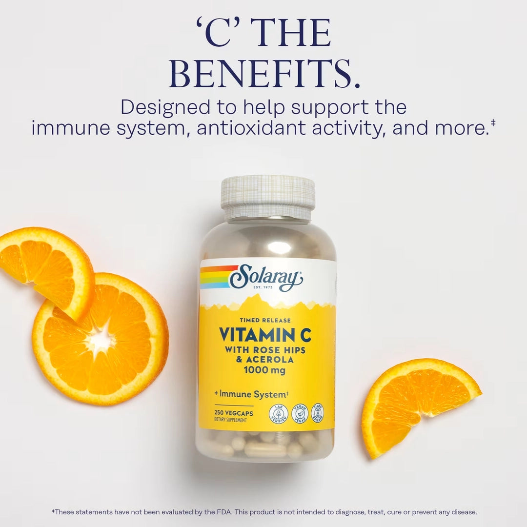 Solaray, Timed Release Vitamin C with Rose Hips & Acerola, 1,000 mg, 250 VegCaps