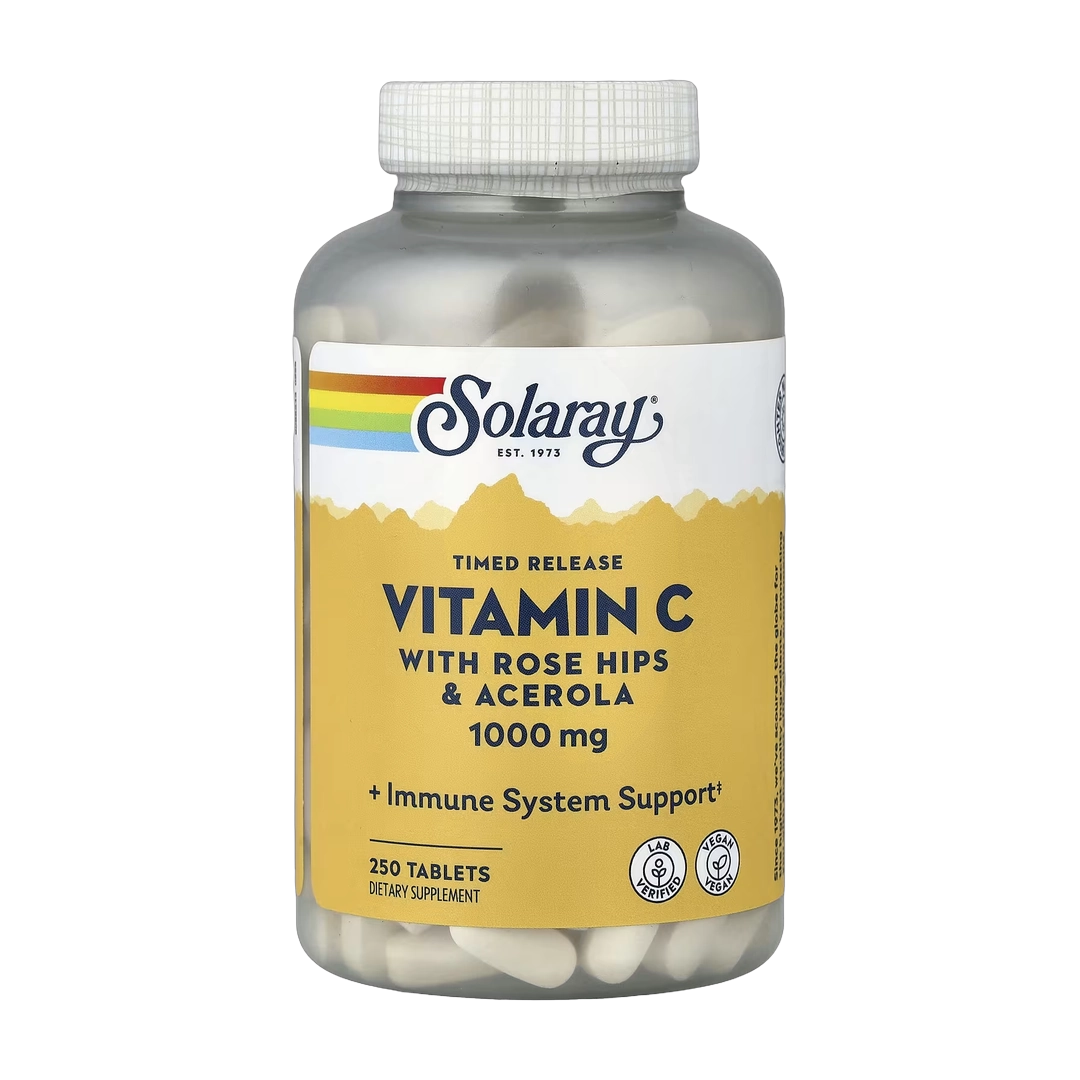 Solaray, Timed Release, Vitamin C with Rose Hips & Acerola, 1,000 mg, 250 Tablets