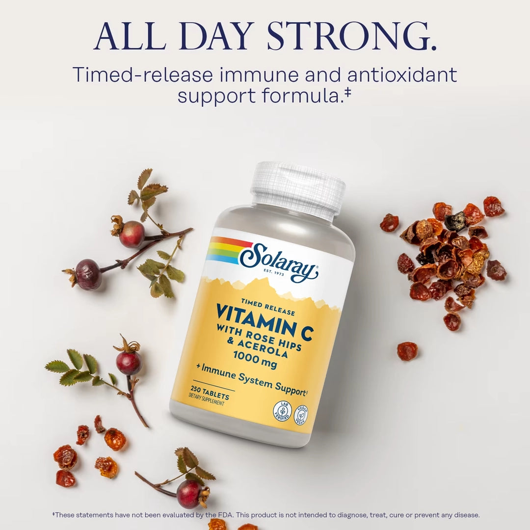 Solaray, Timed Release, Vitamin C with Rose Hips & Acerola, 1,000 mg, 250 Tablets
