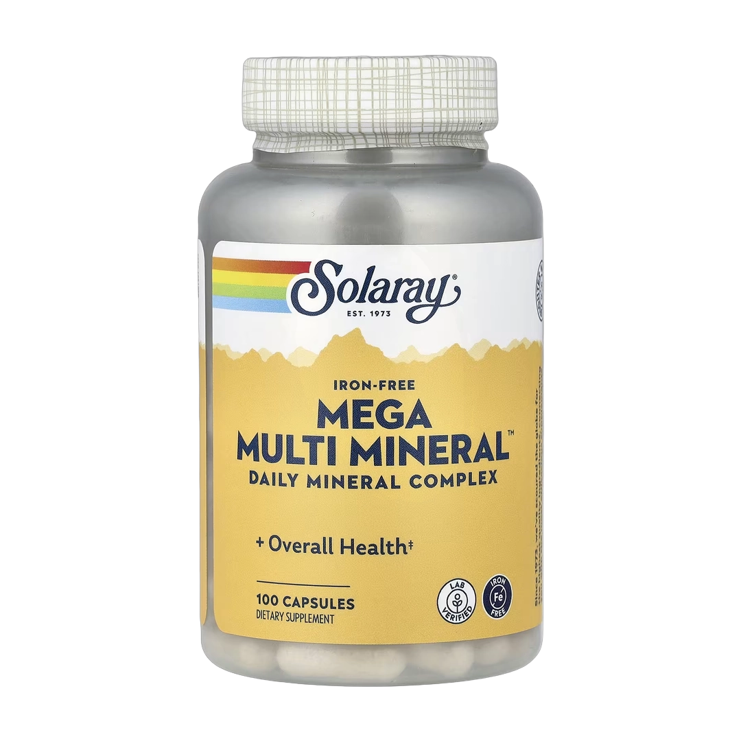 Solaray, Mega Multi Mineral, Iron Free, 100 Capsules