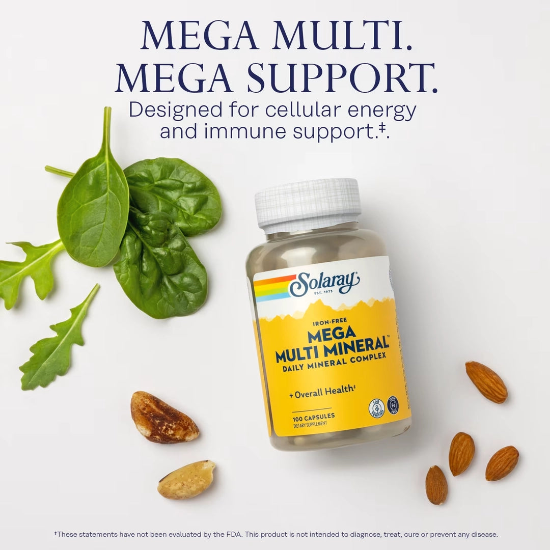 Solaray, Mega Multi Mineral, Iron Free, 100 Capsules