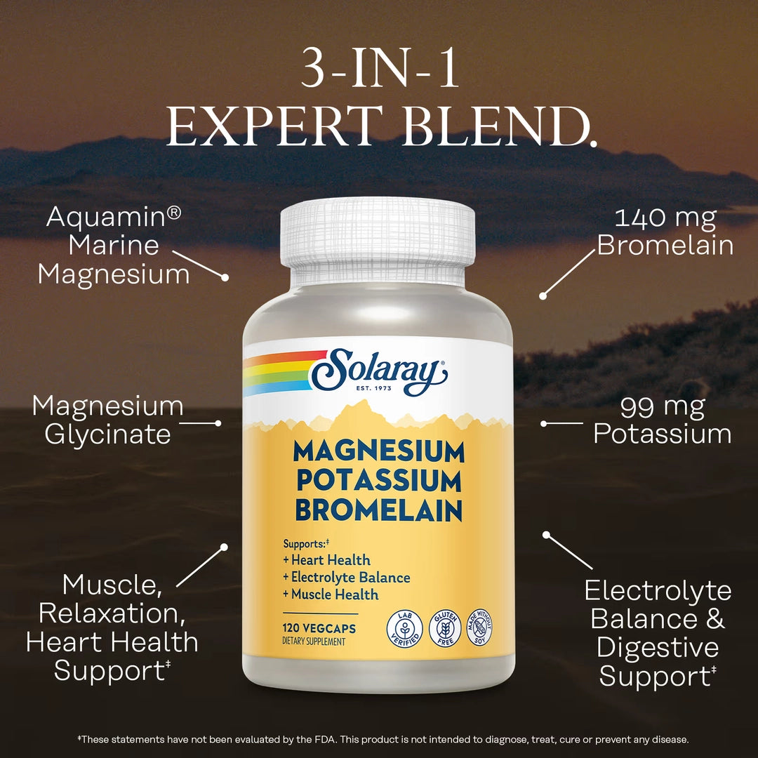 Solaray, Magnesium Potassium Asporotates™ With Bromelain, 120 VegCaps