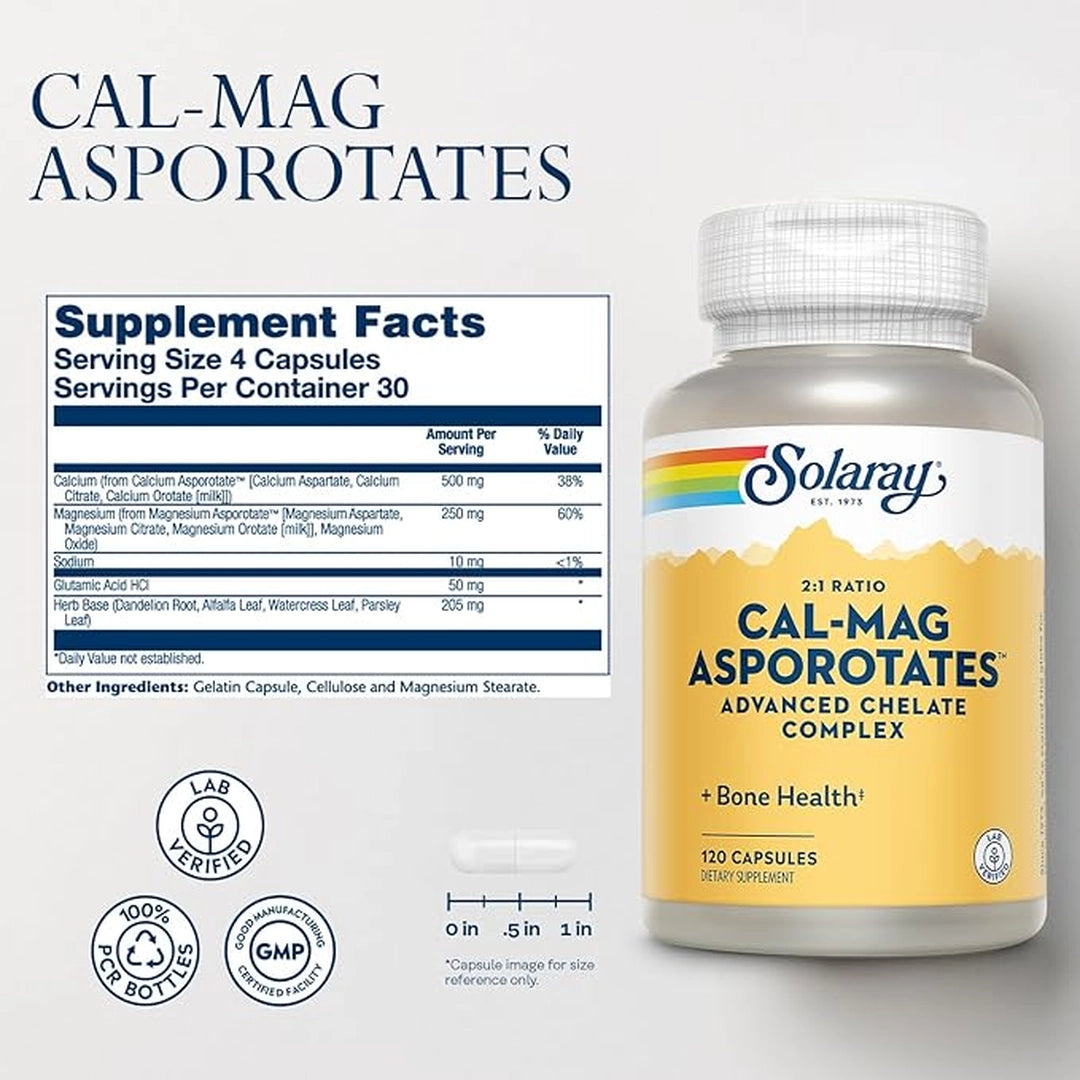 Solaray, Calcium and Magnesium Asporotate, 120 Capsules