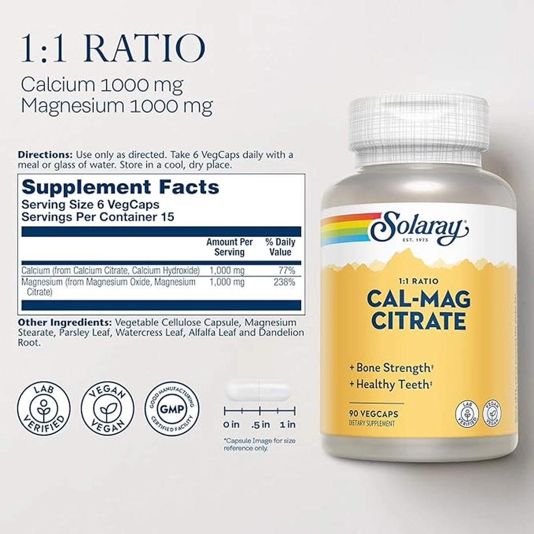 Solaray, Calcium Magnesium Citrate 1000 mg, 90 VegCaps