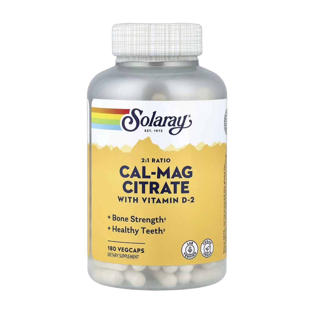 Solaray, Cal-Mag Citrate with Vitamin D-2, 180 VegCaps