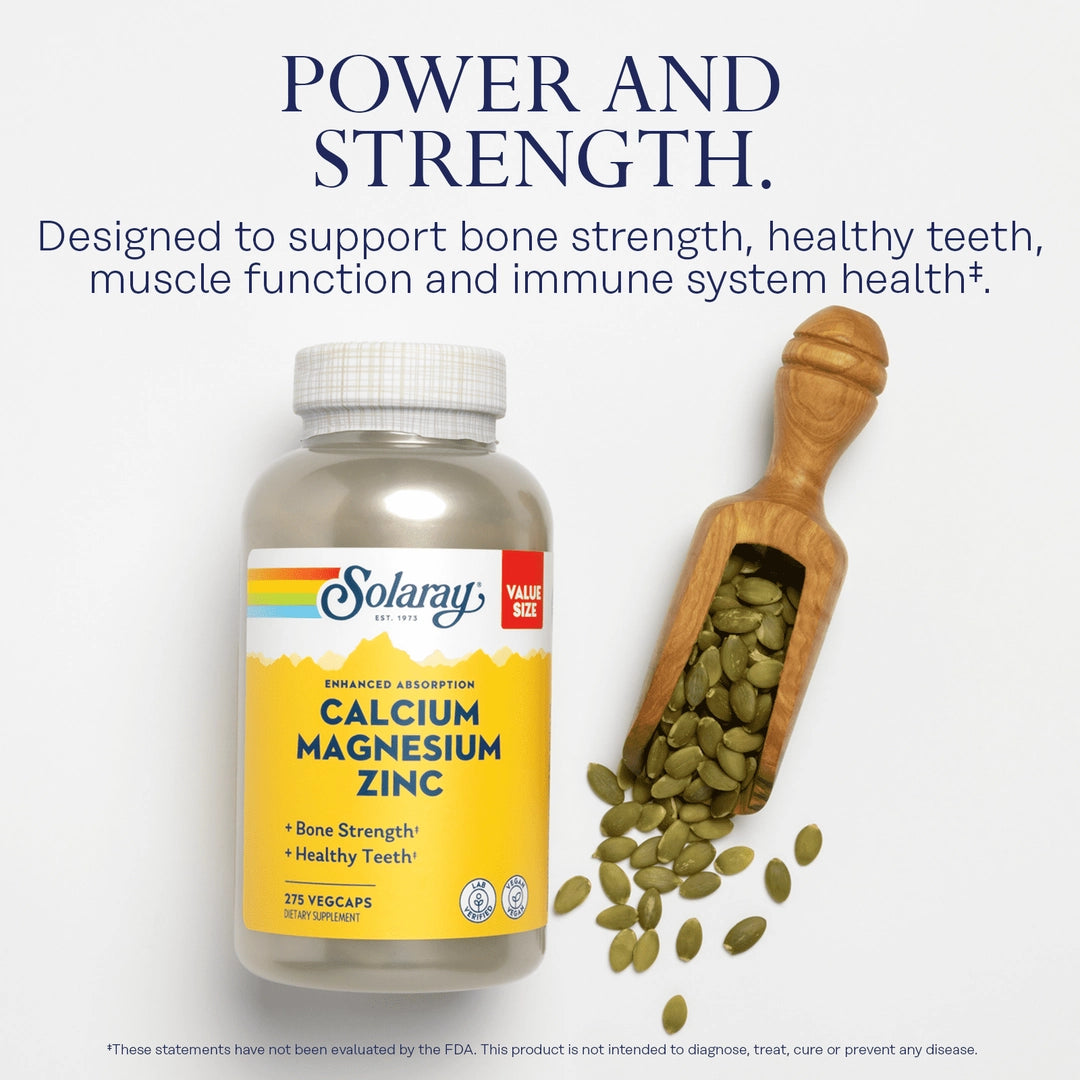 Solaray, Calcium Magnesium Zinc, 100 VegCaps lifestyle image