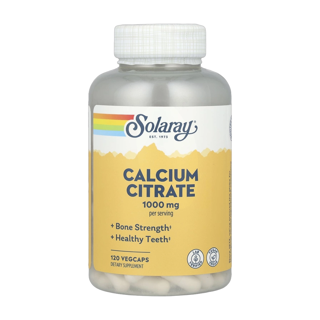 Solaray, Calcium Citrate, 120 VegCaps (250 mg per Capsule) front packaging view