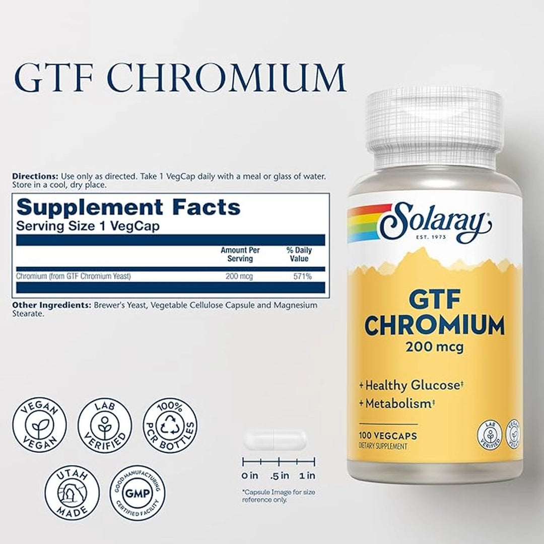 Solaray, GTF Chromium 200 mcg, 100 VegCaps