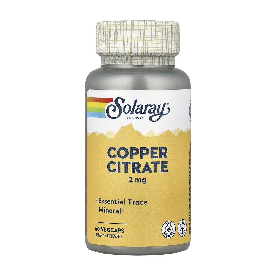 Solaray, Copper Citrate, 2 mg, 60 VegCaps front packaging view