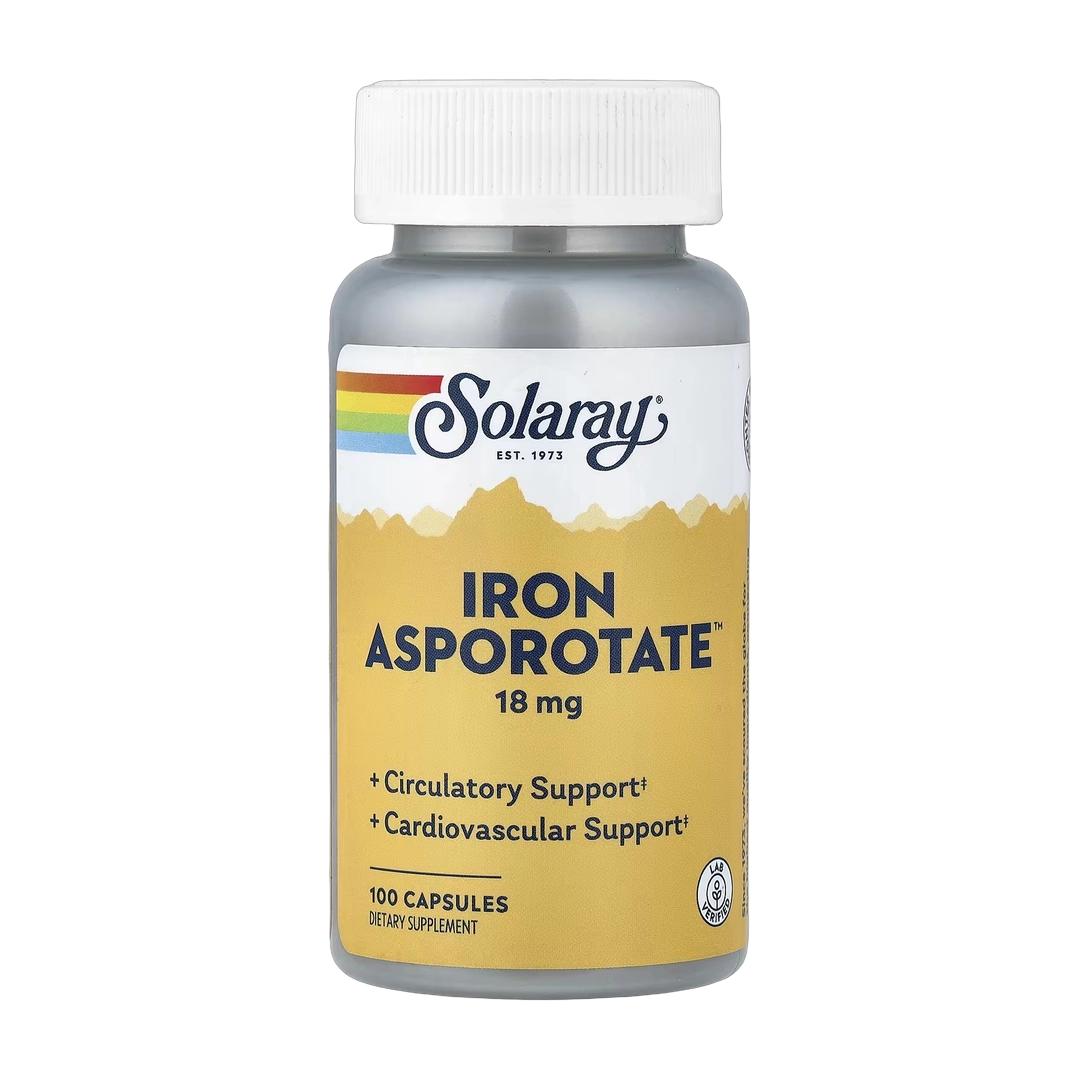 Solaray, Iron Asporotate, 18 mg, 100 Capsules