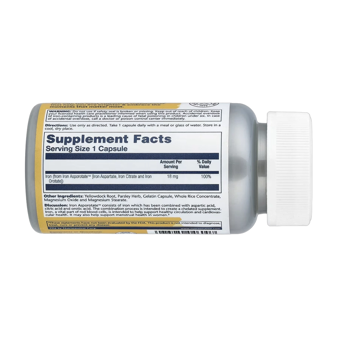 Solaray, Iron Asporotate, 18 mg, 100 Capsules