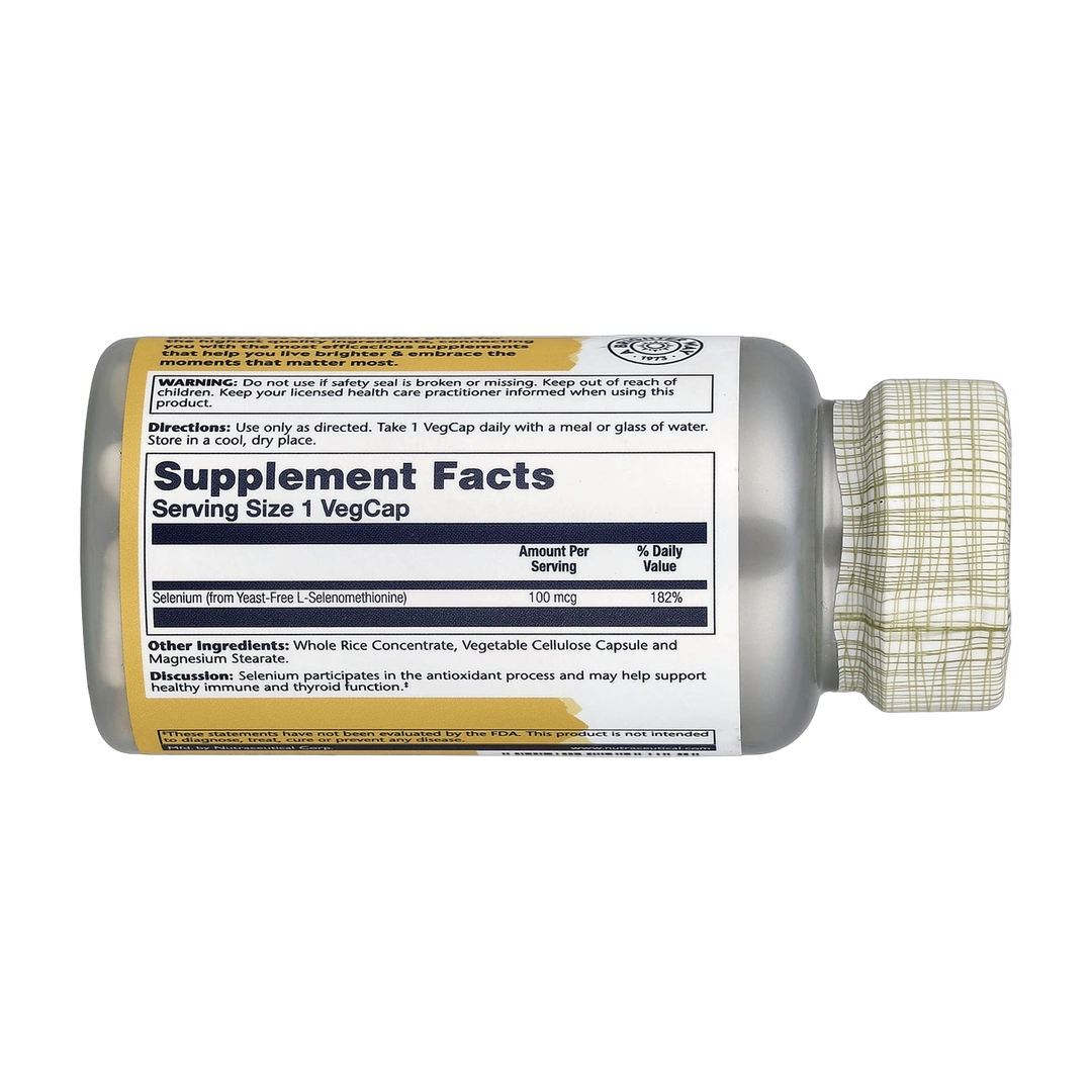 Solaray, Selenium, 100 mcg, 90 VegCaps back packaging view