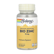 Solaray, Bio Zinc, 15 mg, 100 VegCaps front packaging view