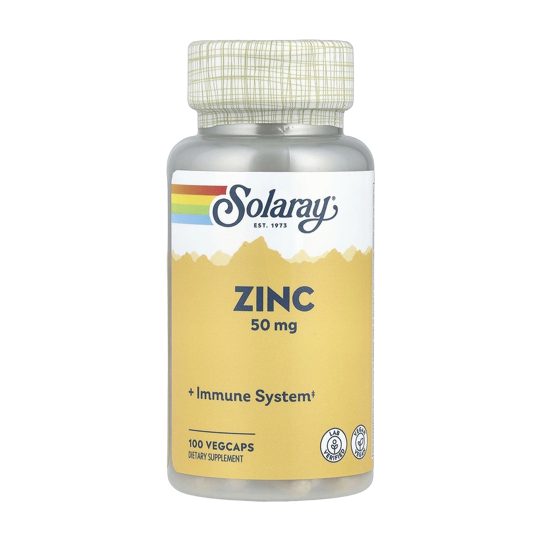 Solaray, Zinc, 50 mg, 100 VegCaps front packaging view