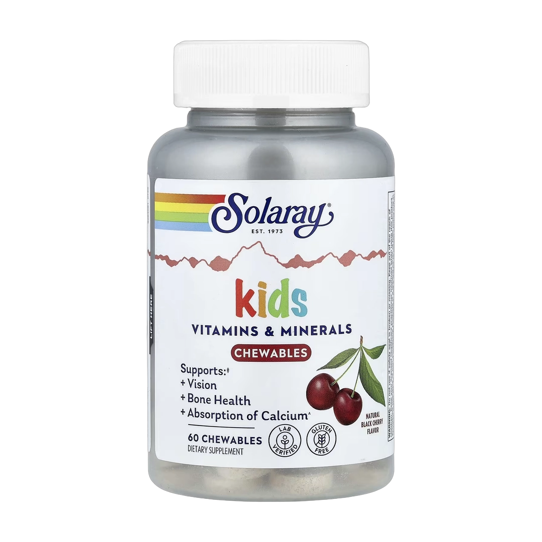 Solaray, Kids Vitamins & Minerals Chewable, Natural Black Cherry, 60 Chewables