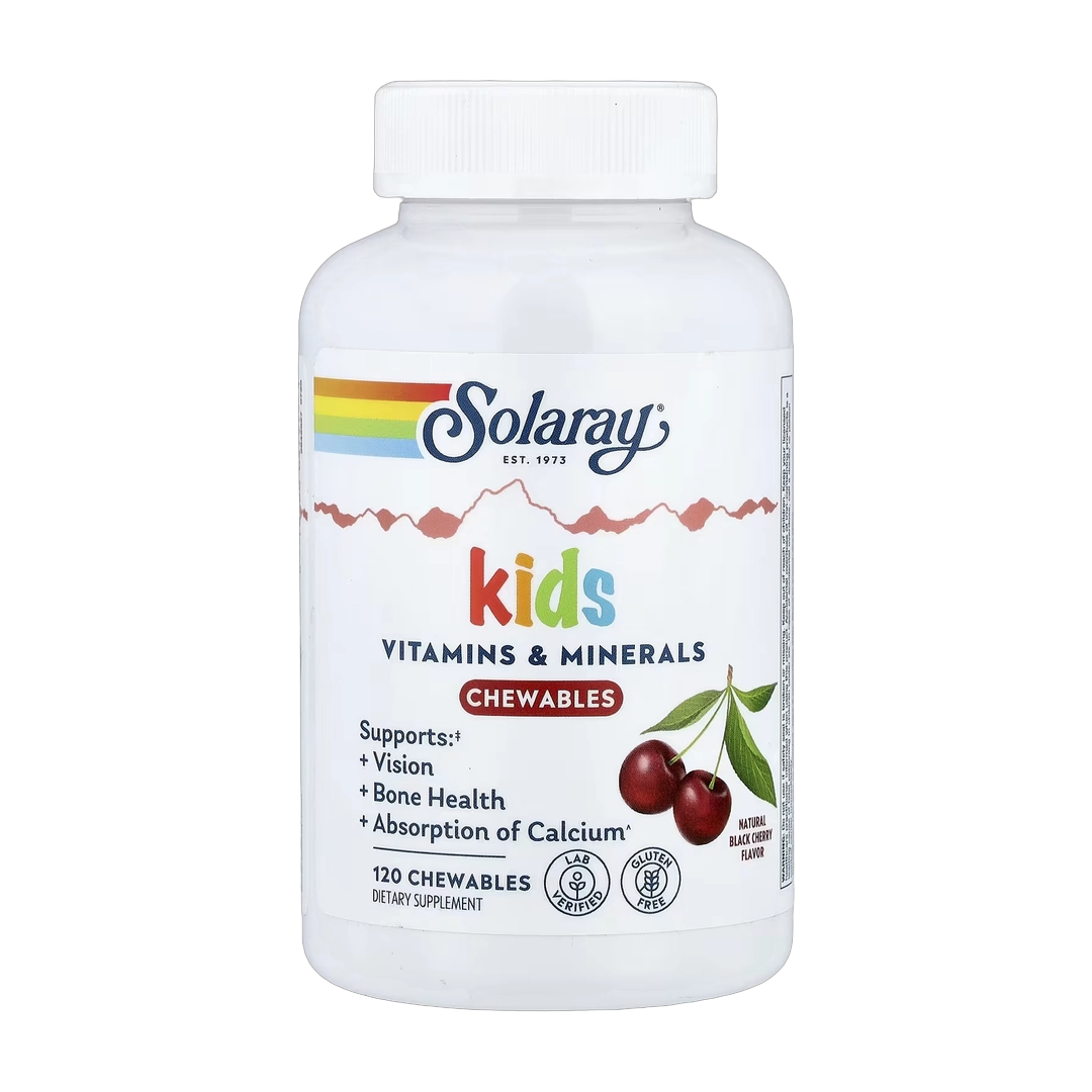 Solaray, Kids, Vitamins & Minerals Chewable, Natural Black Cherry, 120 Chewables