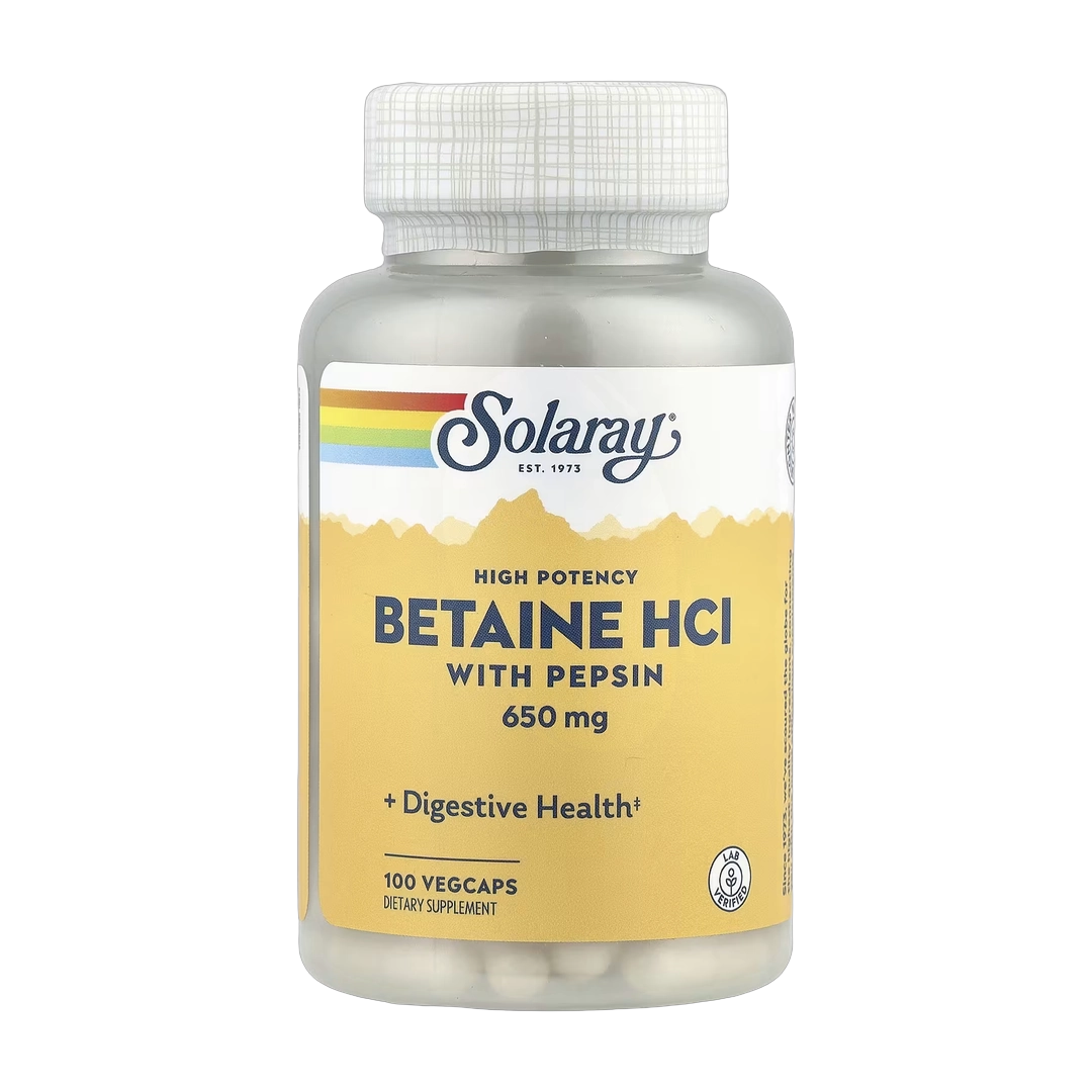 Solaray, High Potency Betaine HCl with Pepsin, 100 VegCaps