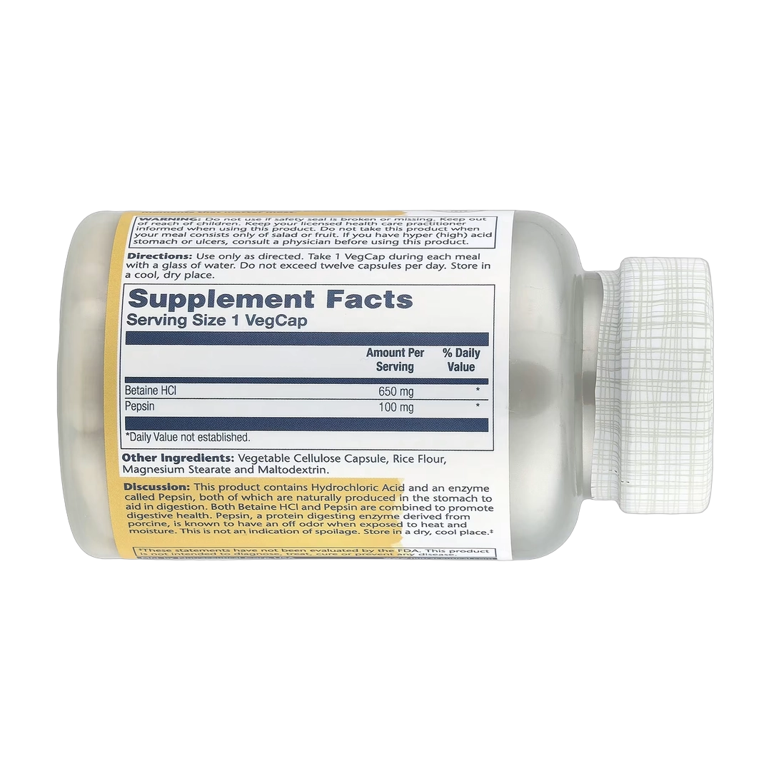 Solaray, High Potency Betaine HCl with Pepsin, 100 VegCaps