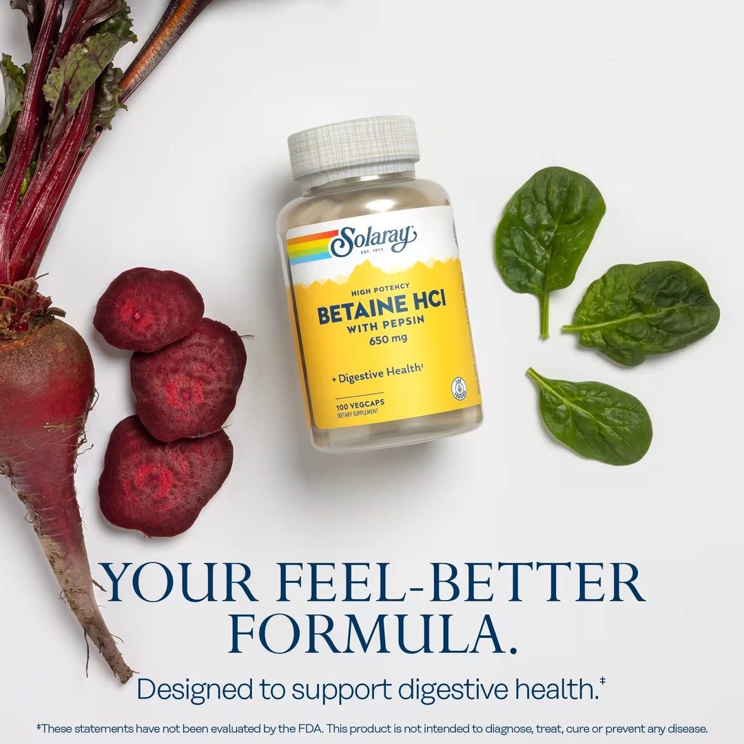 Solaray, High Potency Betaine HCl with Pepsin, 100 VegCaps