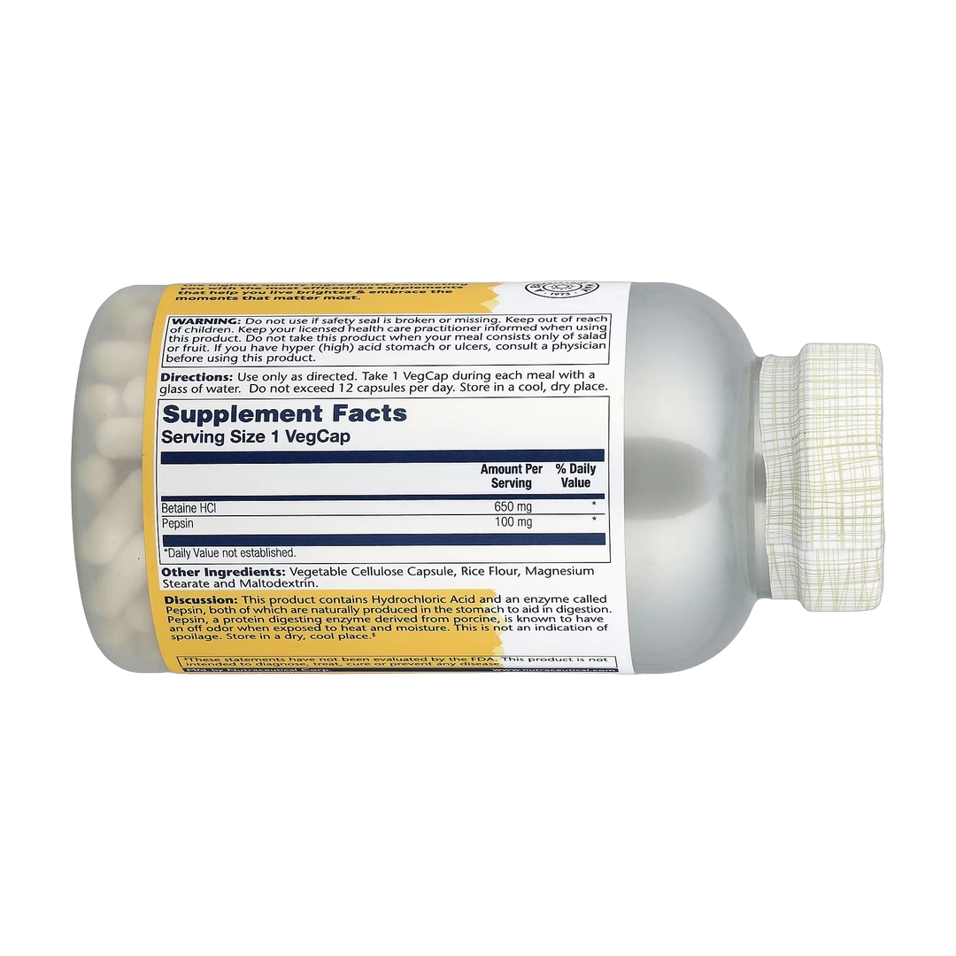 Solaray, High Potency Betaine HCl with Pepsin, 250 VegCaps