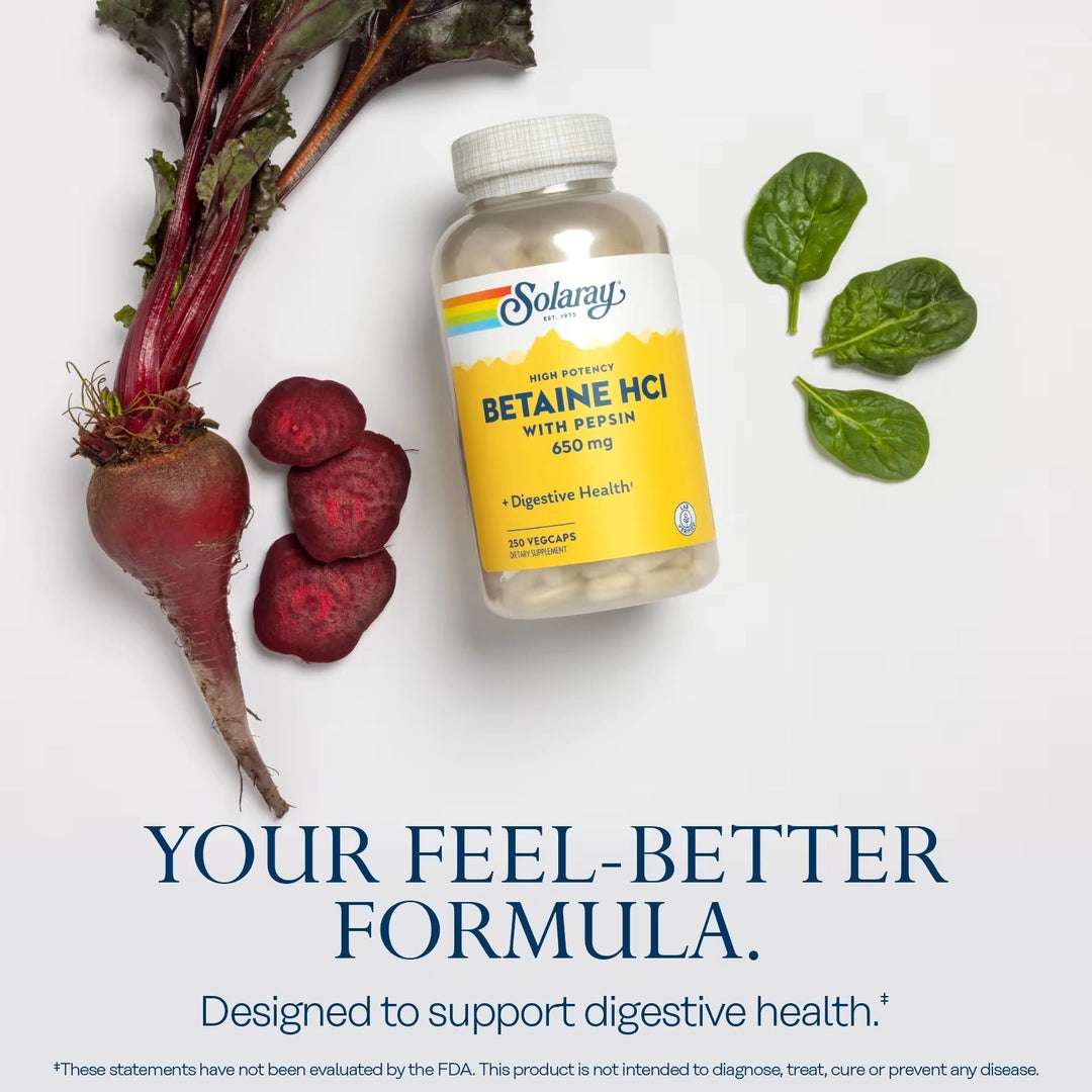 Solaray, High Potency Betaine HCl with Pepsin, 250 VegCaps