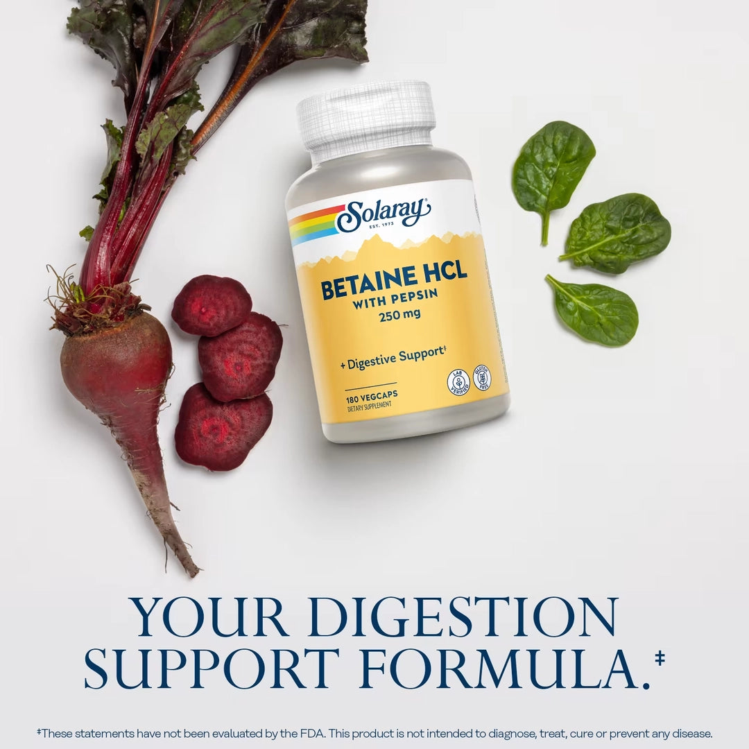 Solaray, Betaine HCL with Pepsin, 180 VegCaps