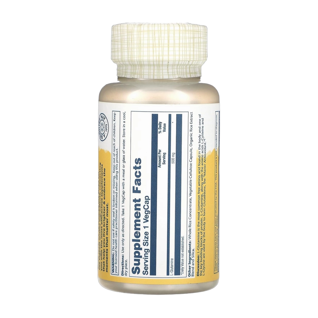 SOLARAY, L Glutamine Capsules 500 mg, 50 VegCaps