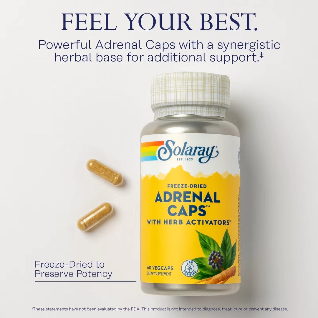 Solaray, Freeze-Dried Adrenal Caps™ with Herb Activators™, 60 VegCaps