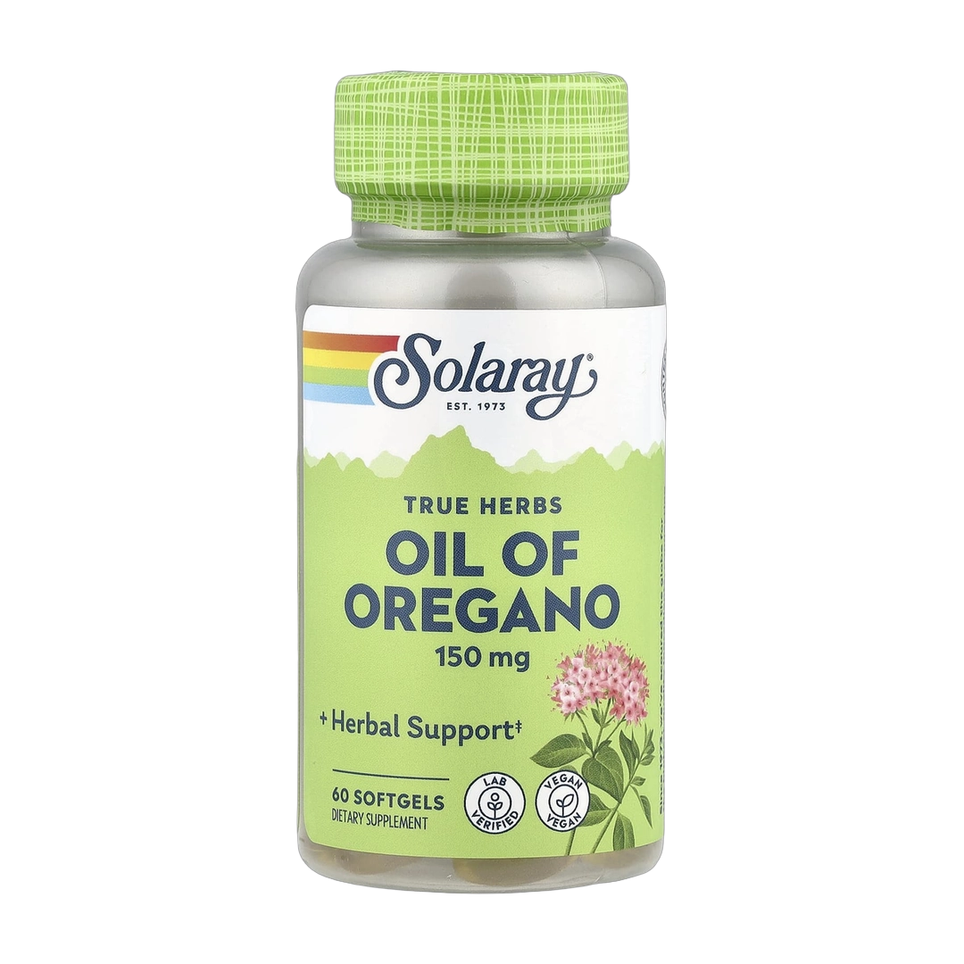 Solaray, True Herbs, Oil of Oregano, 150 mg, 60 Softgels front packaging view
