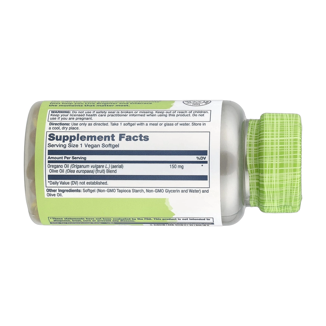 Solaray, True Herbs, Oil of Oregano, 150 mg, 60 Softgels back packaging view