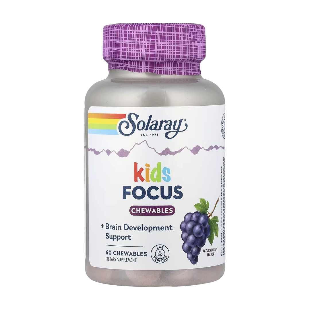 Solaray, Kids Focus Chewables, Natural Grape, 60 Chewables
