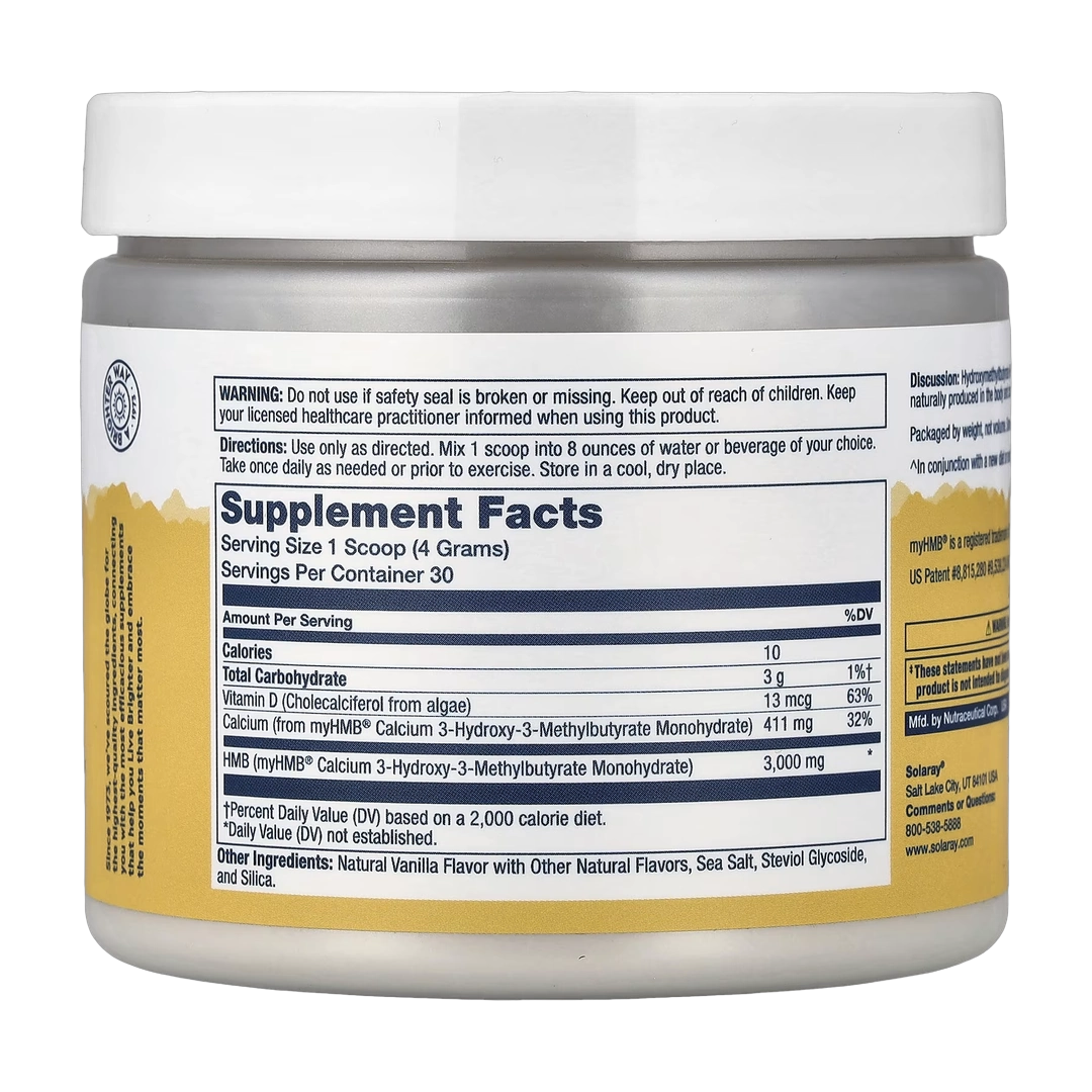 Solaray, HMB + D3 Powder, Natural Vanilla, 4.2 oz (120 g)