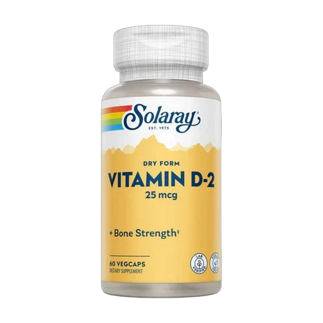 Solaray, Dry Form Vitamin D-2, 25 mcg, 60 VegCaps