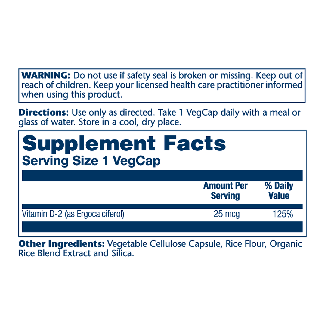 Solaray, Dry Form Vitamin D-2, 25 mcg, 60 VegCaps