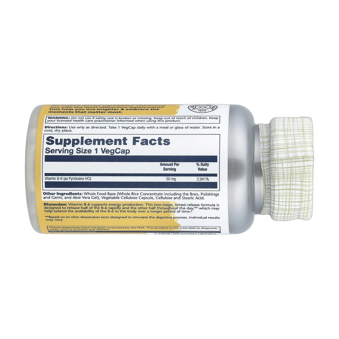 Solaray, Timed Release, Vitamin B-6, 50 mg , 60 VegCaps