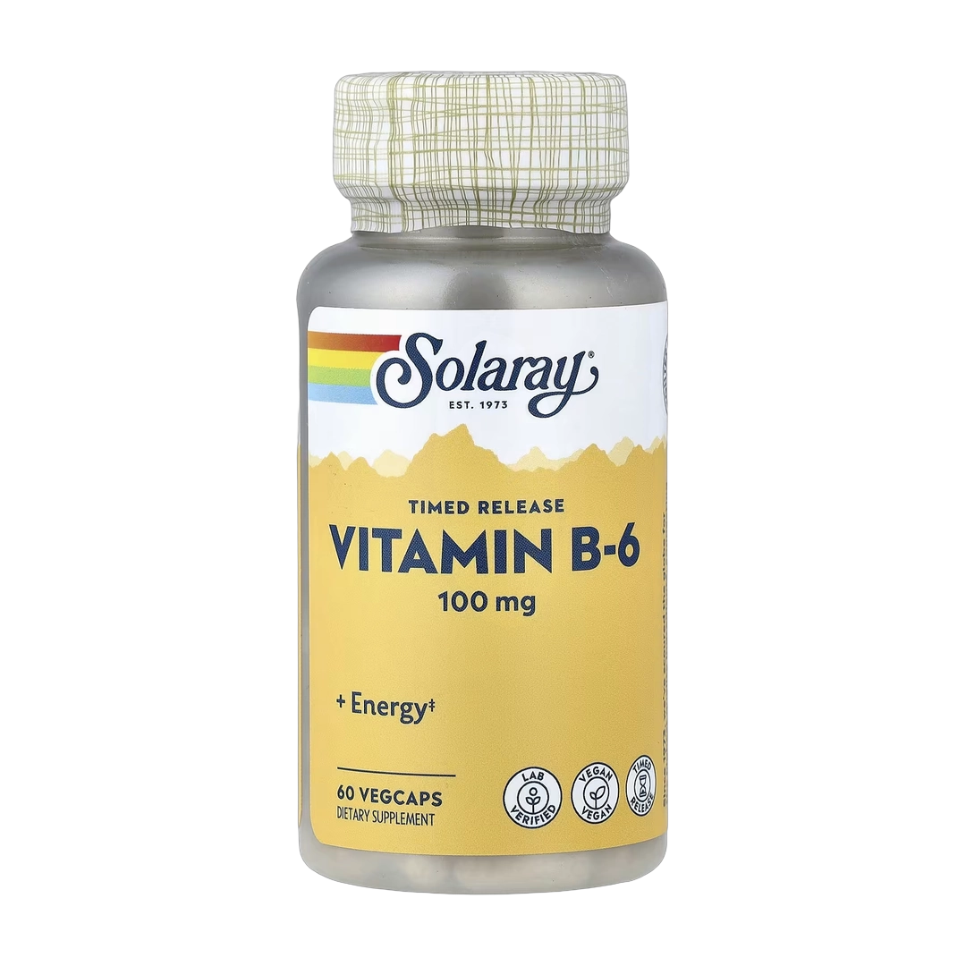 Solaray, Timed Release, Vitamin B-6, 100 mg, 60 VegCaps