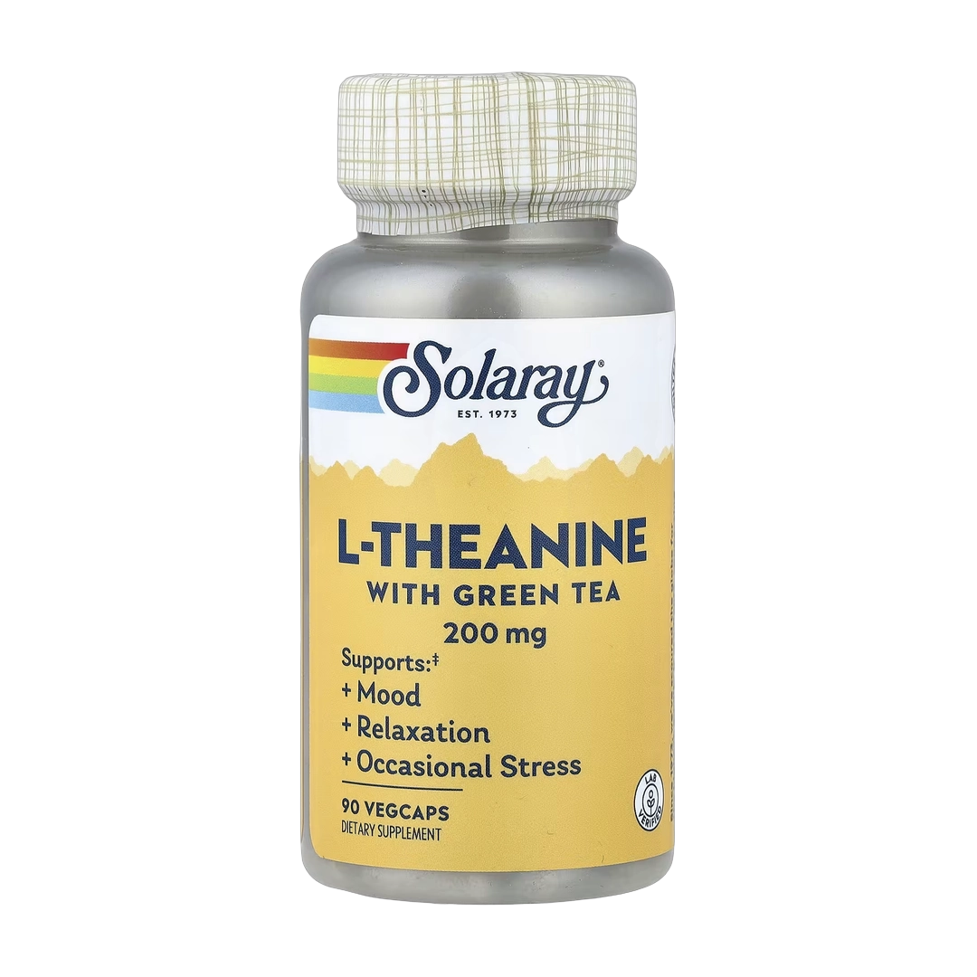 Solaray, L-Theanine with Green Tea, 90 VegCaps