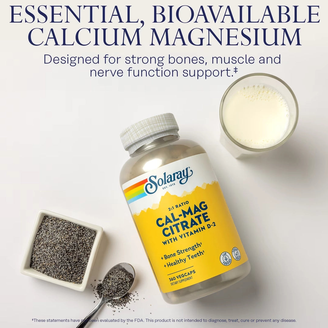 Solaray, Cal-Mag Citrate with Vitamin D-2, 360 VegCaps