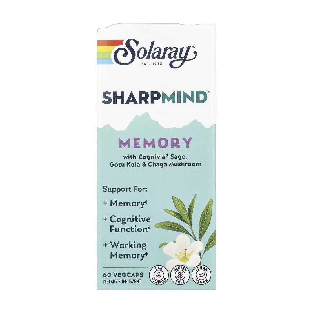 Solaray, Sharpmind™ Memory with Cognivia® Sage, Gotu Kola & Chaga Mushroom, 60 Vegcaps