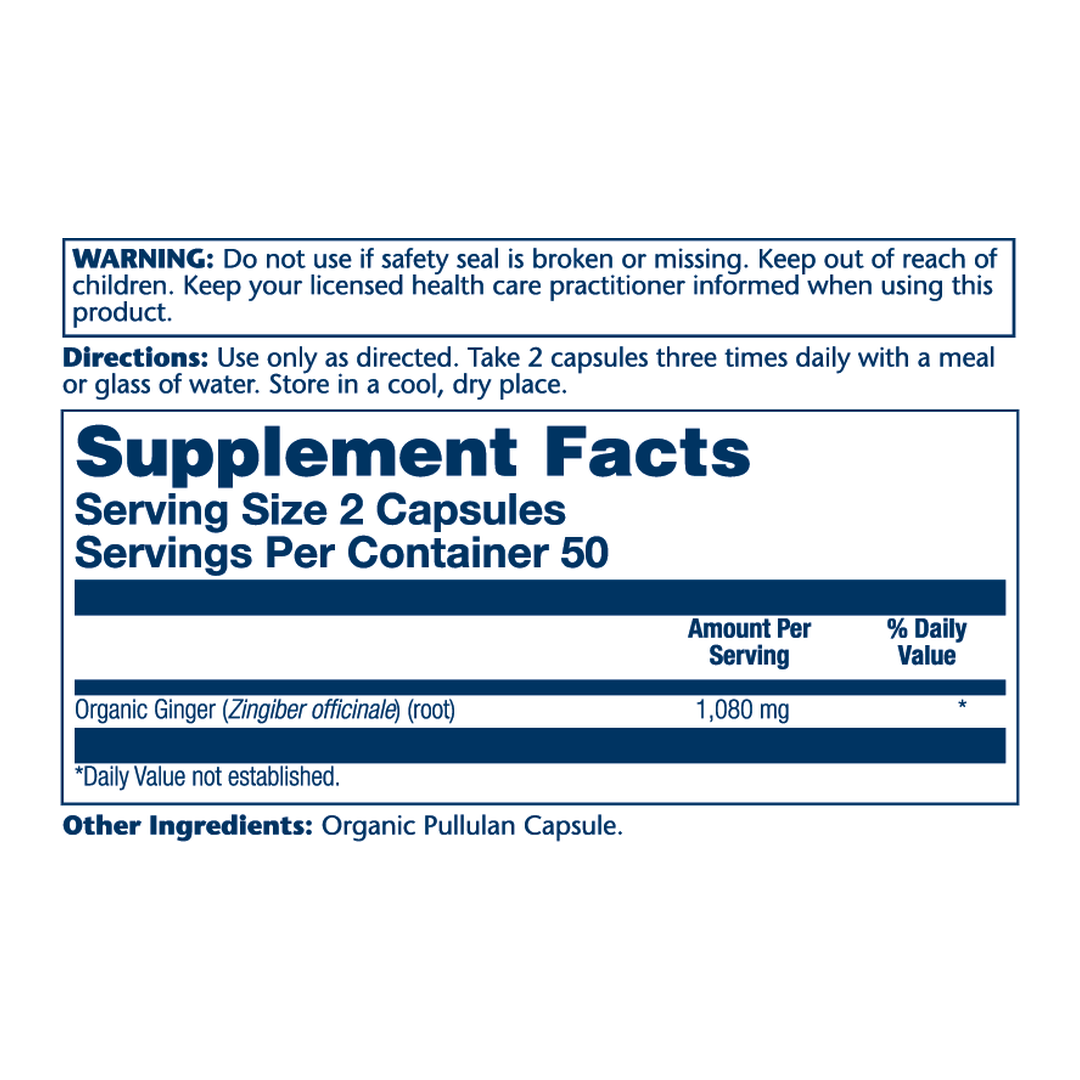 SOLARAY, Organic Ginger, 1080 mg, 100 Capsules