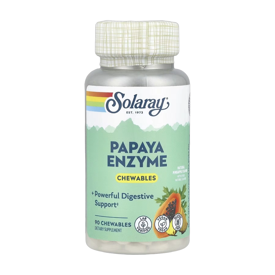 Solaray, Papaya Enzyme, Natural Pineapple, 90 Chewables